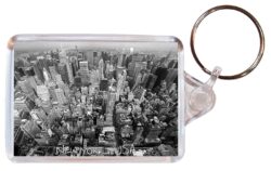 New York - USA - Double Sided Large Keyring Key Fob Chain Ring Gift Present Souvenir Black & White