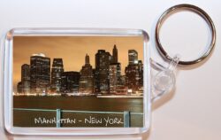 Manhattan - New York - USA - Double Sided Large Keyring Key Fob Chain Ring Gift Present Souvenir