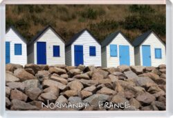 Normandy - France - Jumbo Fridge Magnet Souvenir Gift Present Beach Huts