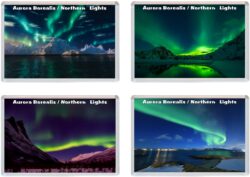 Northern Lights -  4 PACK - Jumbo Fridge Magnet Souvenir Gift Present