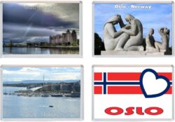 Oslo - Norway - 4 PACK - Jumbo Fridge Magnet Souvenir Gift Present