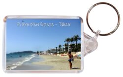 Playa den Bossa - Ibiza - Spain - Double Sided Large Keyring Key Fob Chain Ring Gift Present Souvenir