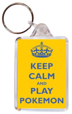 Keep Calm and Play Pokemon - Double Sided Large Keyring Key Fob Chain Ring Gift Present Souvenir