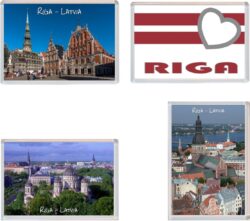 Riga - Latvia - 4 PACK - Jumbo Fridge Magnet Souvenir Gift Present
