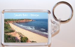 Sandy Bay - Devon - Double Sided Large Keyring Key Fob Chain Ring Gift Present Souvenir