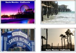 Santa Monica - California - USA - 4 PACK - Jumbo Fridge Magnet Souvenir Gift Present
