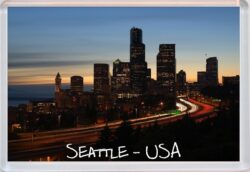 Seattle - Washington - USA - Jumbo Fridge Magnet Souvenir Gift Present Night