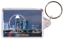 Singapore ? Double Sided Large Keyring Key Fob Chain Ring Gift Present Souvenir