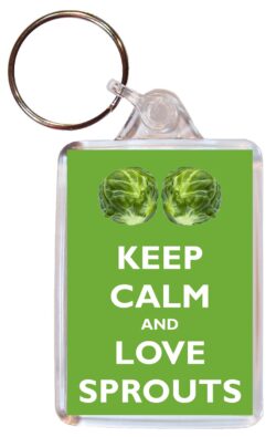 Keep Calm and Love Sprouts - Double Sided Large Keyring Key Fob Chain Ring Gift Present Souvenir