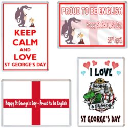 St George's Day - 4 PACK - Jumbo Fridge Magnet Souvenir Gift Present