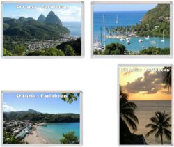 St Lucia - Caribbean - 4 PACK - Jumbo Fridge Magnet Souvenir Gift Present
