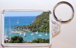 St Lucia - Caribbean - Double Sided Large Keyring Key Fob Chain Ring Gift Present Souvenir