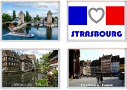 Strasbourg - France - 4 PACK - Jumbo Fridge Magnet Souvenir Gift Present