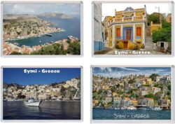 Symi - Greece - 4 PACK - Jumbo Fridge Magnet Souvenir Gift Present