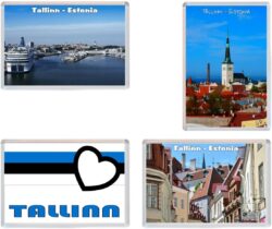 Tallinn - Estonia - 4 PACK - Jumbo Fridge Magnet Souvenir Gift Present