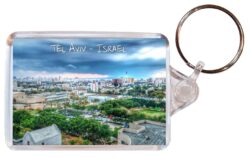 Tel Aviv - Israel ? Double Sided Large Keyring Key Fob Chain Ring Gift Present Souvenir
