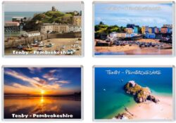 Tenby - Pembrokeshire - Wales - 4 PACK - Jumbo Fridge Magnet Souvenir Gift Present