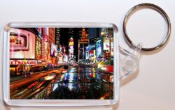 Times Square - USA - Double Sided Large Keyring Key Fob Chain Ring Gift Present Souvenir