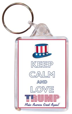 Keep Calm and Love Trump - Double Sided Large Keyring Key Fob Chain Ring Gift Present Souvenir