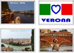 Verona - Italy - 4 PACK - Jumbo Fridge Magnet Souvenir Gift Present