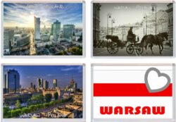 Warsaw - Poland - 4 PACK - Jumbo Fridge Magnet Souvenir Gift Present