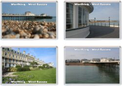Worthing - West Sussex - 4 PACK - Jumbo Fridge Magnet Souvenir Gift Present