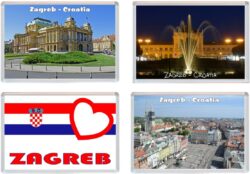 Zagreb - Croatia - 4 PACK - Jumbo Fridge Magnet Souvenir Gift Present