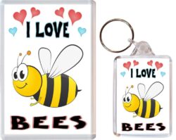I Love Bees - Fridge Magnet & Keyring