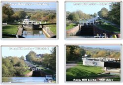 Caen Hill Locks - Devizes - Kennet & Avon Canal Wiltshire - 4 PACK - Jumbo Fridge Magnet Souvenir Gift Present
