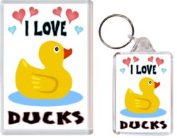 I Love Ducks - 1 x Jumbo Fridge Magnet & 1 x Double Sided Large Keyring - Gift Souvenir Present