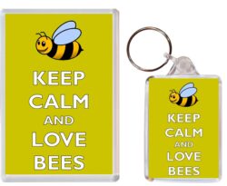 Keep Calm Love Bees Fridge Magnet & Key Ring Gift Present