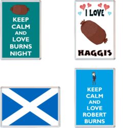 Burns Night - Keep Calm, I Love & More - 4 PACK - Jumbo Fridge Magnet Souvenir Gift Present
