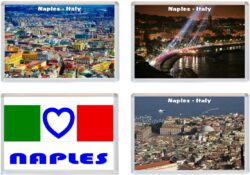 Naples - Italy - 4 PACK - Jumbo Fridge Magnet Souvenir Gift Present