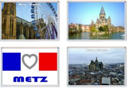 Metz - France - 4 PACK - Jumbo Fridge Magnet Souvenir Gift Present