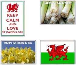 St David's Day - 4 PACK - Jumbo Fridge Magnet Fun Gift Davids Day Wales Present