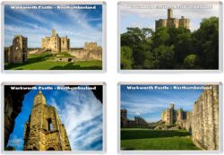 Warkworth Castle - Northumberland - 4 PACK - Jumbo Fridge Magnet Souvenir Gift Present