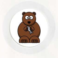 Brown Bear with fish - Car Tax Disc Permit Window Holder - Reusable