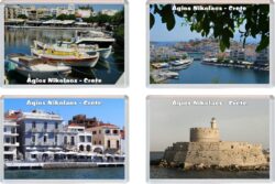 Agios Nikolaos - Crete - Greece - 4 PACK - Jumbo Fridge Magnet Souvenir Gift Present