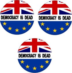 Democracy is Dead - 3 PACK - 59mm Badge Referendum Brexit European Union EU Vote