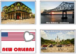 New Orleans - Louisiana - USA - 4 PACK - Jumbo Fridge Magnet Souvenir Gift Present