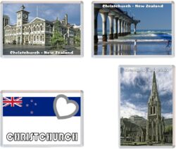 Christchurch - New Zealand - 4 PACK - Jumbo Fridge Magnet Souvenir Gift Present