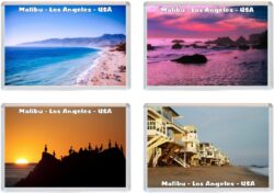 Malibu - Los Angeles - California - USA - 4 PACK - Jumbo Fridge Magnet Souvenir Gift Present