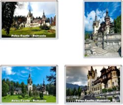 Peles Castle - Romania - 4 PACK - Jumbo Fridge Magnet Souvenir Gift Present