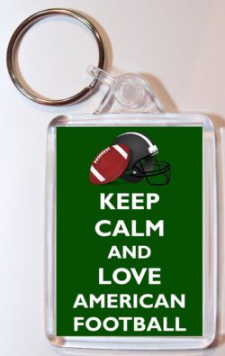 Keep Calm and Love American Football - Double Sided Large Keyring Key Fob Chain Ring Gift Present Souvenir