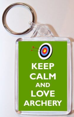Keep Calm and Love Archery - Double Sided Large Keyring Key Fob Chain Ring Gift Present Souvenir