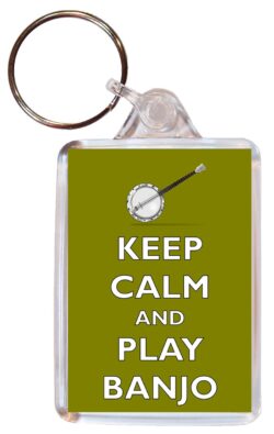 Keep Calm and Play Banjo - Double Sided Large Keyring Key Fob Chain Ring Gift Present Souvenir