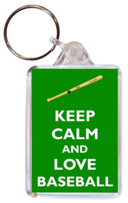 Keep Calm and Love Baseball - Double Sided Large Keyring Key Fob Chain Ring Gift Present Souvenir