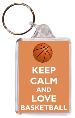 Keep Calm and Love Basketball - Double Sided Large Keyring Key Fob Chain Ring Gift Present Souvenir