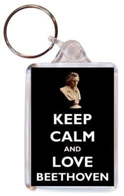 Keep Calm and Love Beethoven - Double Sided Large Keyring Key Fob Chain Ring Gift Present Souvenir