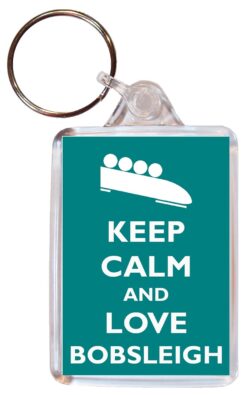 Keep Calm and Love Bobsleigh - Double Sided Large Keyring Key Fob Chain Ring Gift Present Souvenir